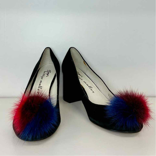 Bettye Mueller Black Suede Pumps with Pompom  7