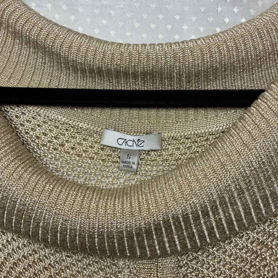 Cache gold knit sweater cowl neck S