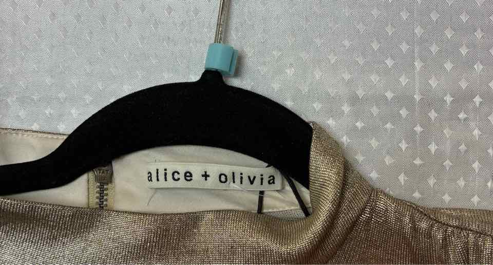 Alice + Olivia Ruched Metallic Gold Dress Size 8