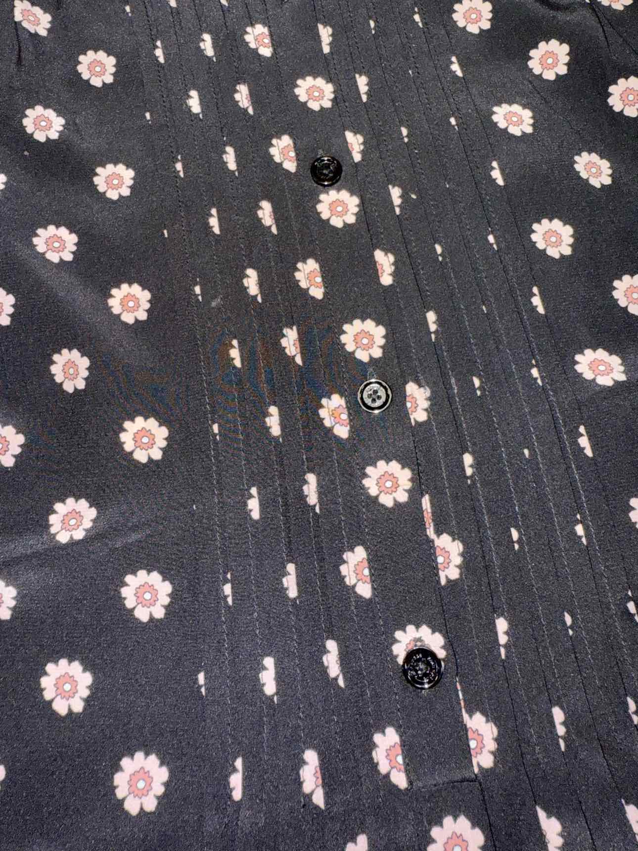 Kate Spade Black Silk Shirt with Pink Flower Pattern S