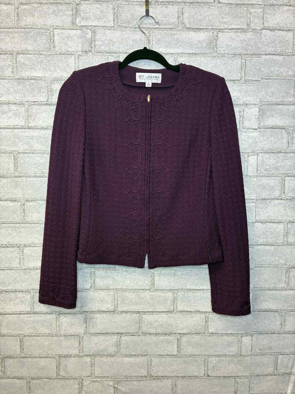 St John Knit Plum Jacket Size 4