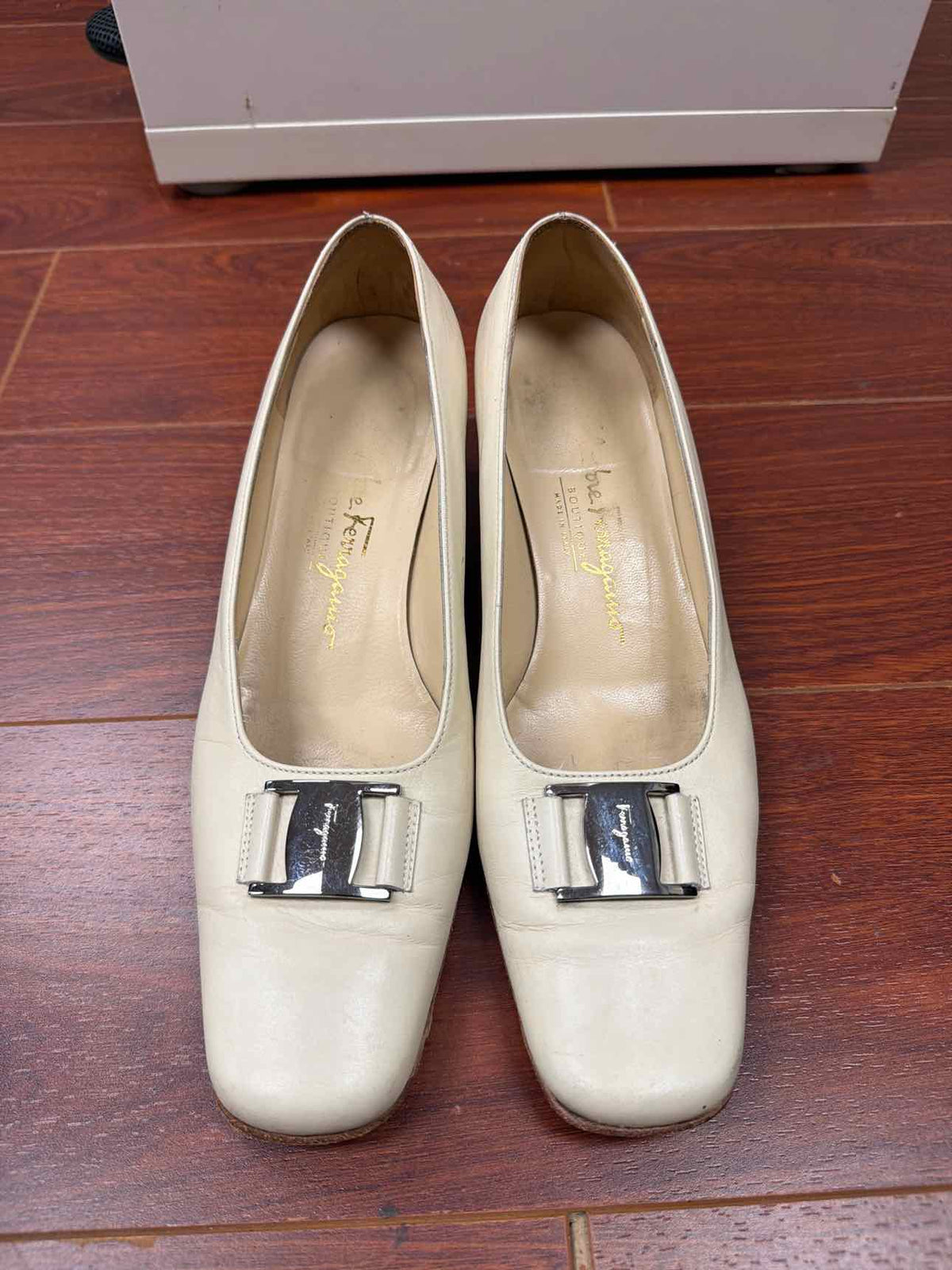 Ferragamo white heels