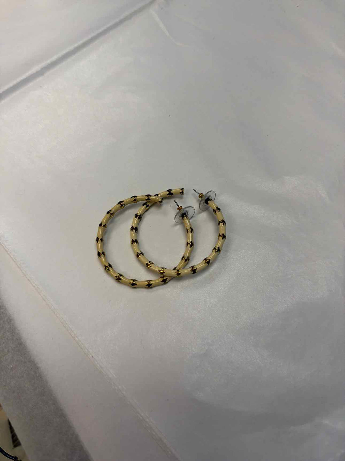 white and gold hoops