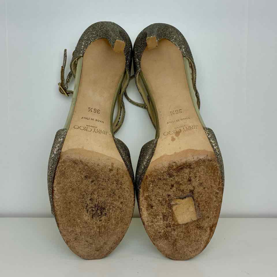 Jimmy Choo Dusty Glitter Platinum Ice Silver Size: 6.5