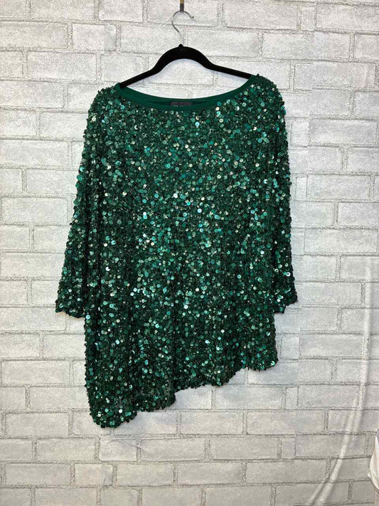 St John Couture Sequin Green Blouse Size P