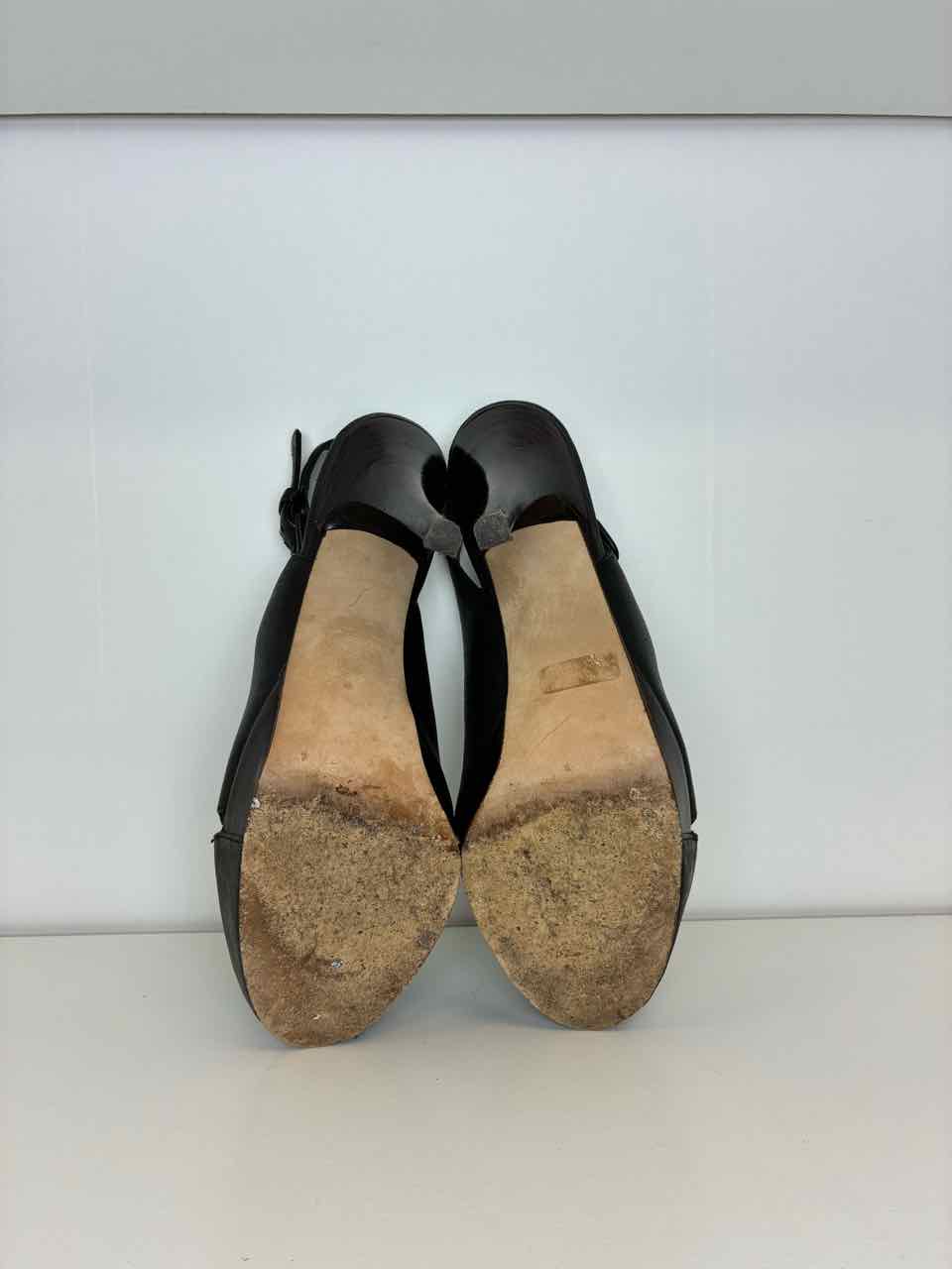 Stuart Weitzman Black Peep-Toe Slingback Heels Size 8