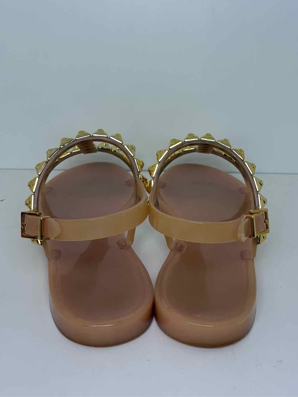 Stuart Weitzman Size 10 Gold Studded Jelly Flat Sandals