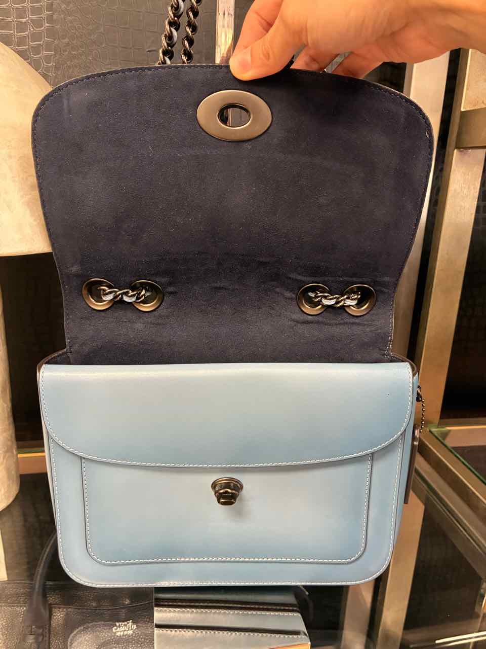 Coach Madison Smooth Calf Leather Shoulder Bag in Azure Blue