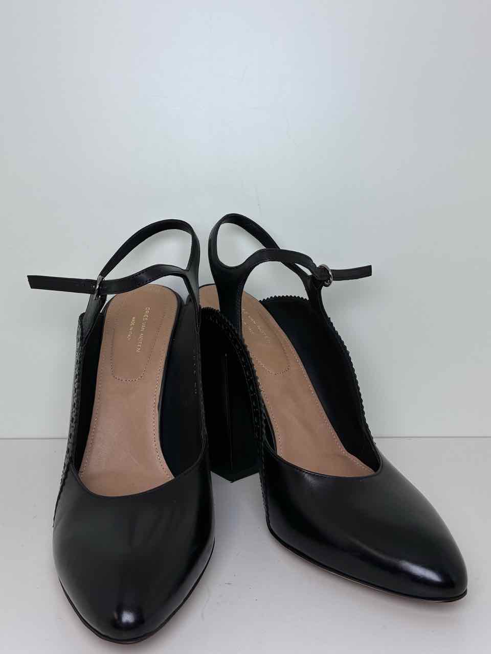 Dries Van Noten Size 40 Black Block Heel Pointed Toe Pumps