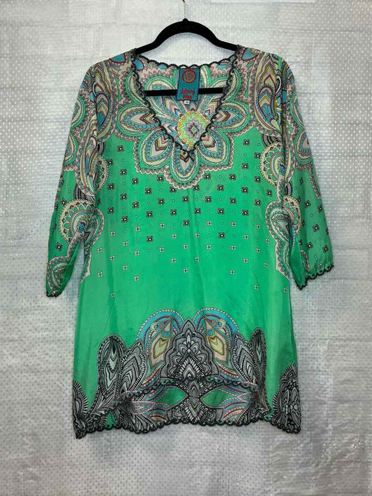 Johnny Was silk Green Tunic Size XS