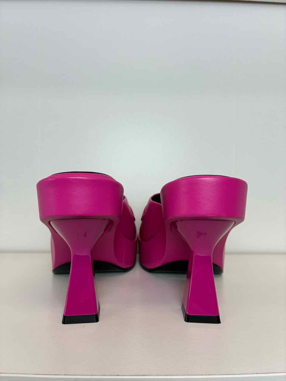 Versace Medusa Platform Pink Leather Sandals Size 38