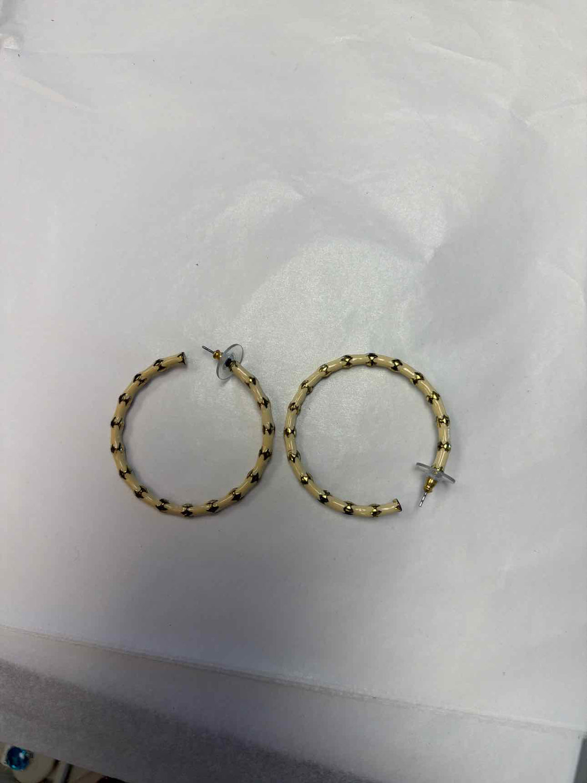 white and gold hoops