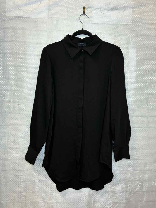 Tahari black button up LS shirt M