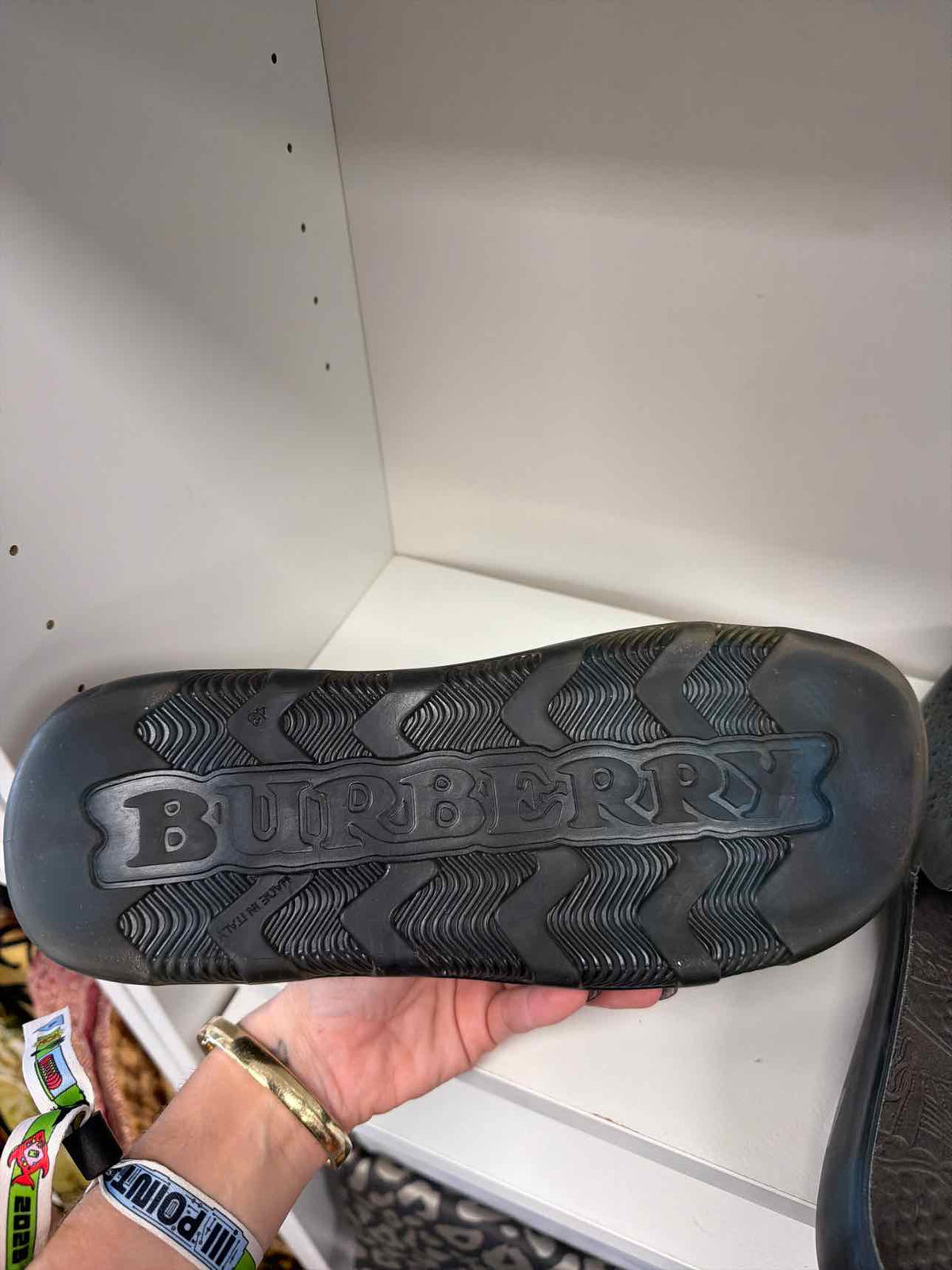 Burberry blue stringray clog slides