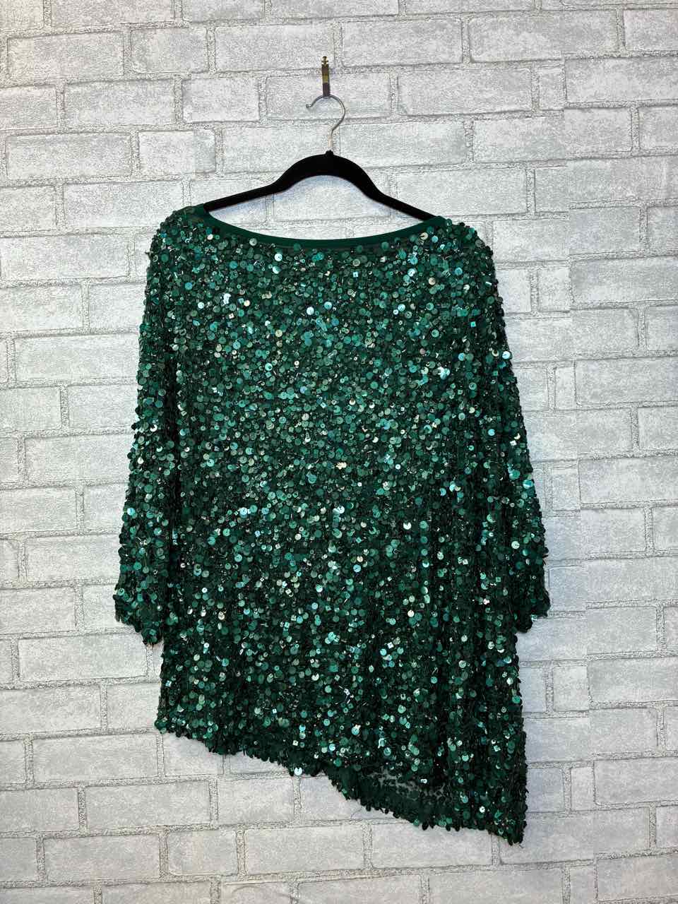 St John Couture Sequin Green Blouse Size P