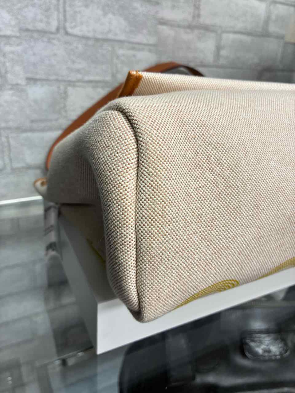 Hermes Herbag Zip 31 bag in Cumin Ecru Beige with Circuit 24 print