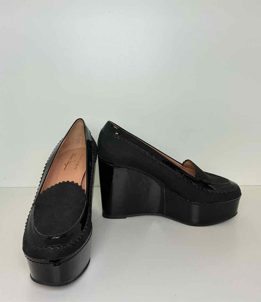 Carven Size 38.5 Black Mary Jane Style Wedges